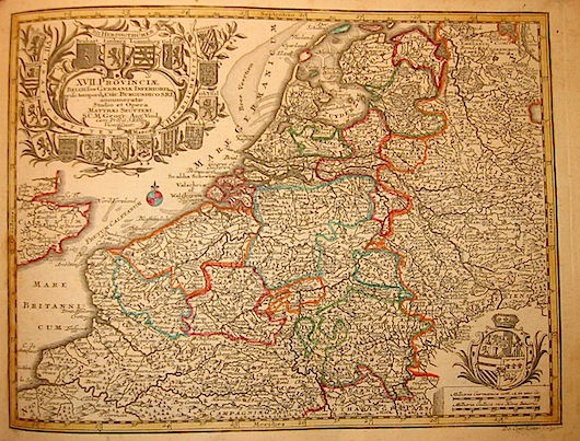 Seutter Matthaeus (1678-1757) XVII Provinciae Belgii sive Germaniae inferioris... s.d. (ma 1744) Augsburg, presso C.Lotter